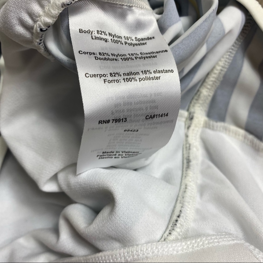 Motherhood Maternity Beach Bump NWT One Piece Swimsuit Black White Stripe Halter - Picture 9 of 14